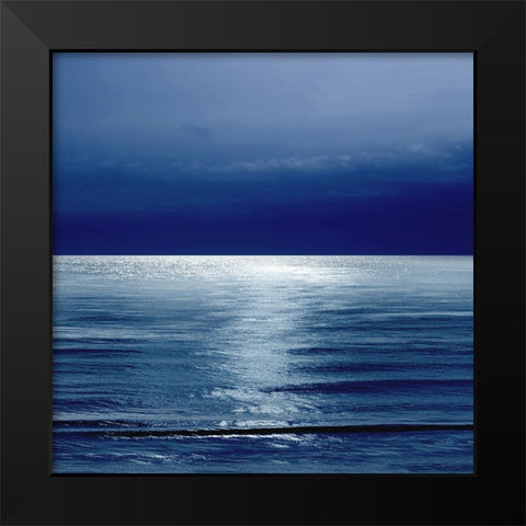 Moonlit Ocean Blue II Black Modern Wood Framed Art Print by Olsen, Maggie