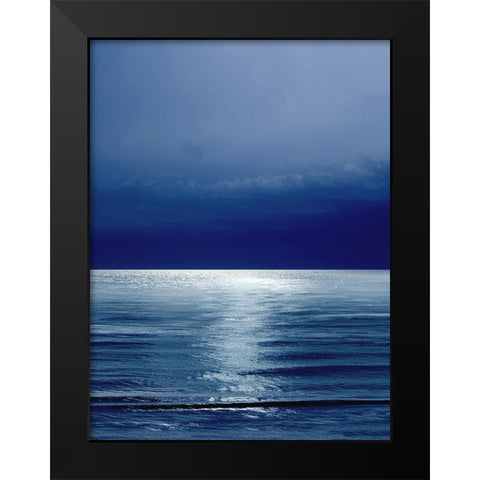 Moonlit Ocean Blue III Black Modern Wood Framed Art Print by Olsen, Maggie