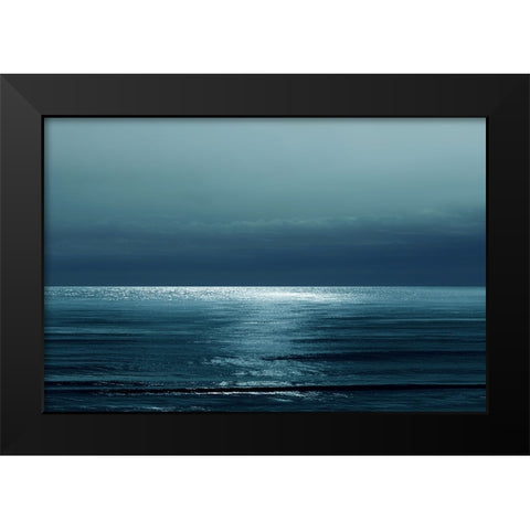Moonlit Ocean Teal I Black Modern Wood Framed Art Print by Olsen, Maggie