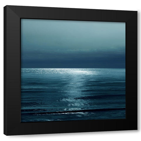 Moonlit Ocean Teal II Black Modern Wood Framed Art Print by Olsen, Maggie