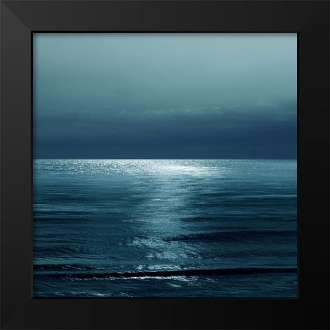 Moonlit Ocean Teal II Black Modern Wood Framed Art Print by Olsen, Maggie