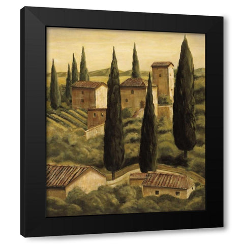 Tuscan Hillside II Black Modern Wood Framed Art Print with Double Matting by Moretti, Maurizio