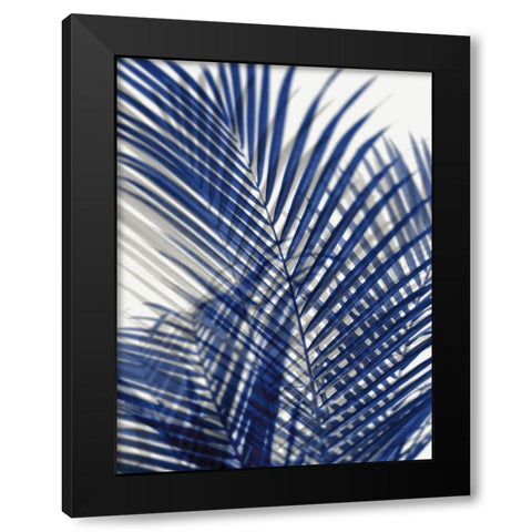 Palm Shadows Blue I Black Modern Wood Framed Art Print by Miller, Melonie