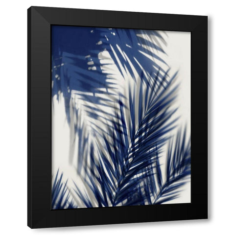 Palm Shadows Blue II Black Modern Wood Framed Art Print by Miller, Melonie
