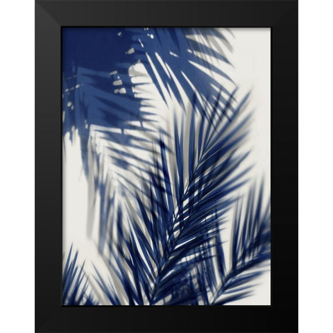 Palm Shadows Blue II Black Modern Wood Framed Art Print by Miller, Melonie