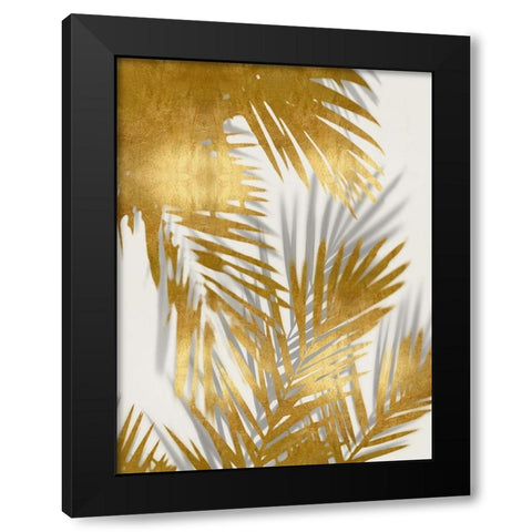 Palm Shadows Gold II Black Modern Wood Framed Art Print with Double Matting by Miller, Melonie