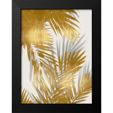 Palm Shadows Gold II Black Modern Wood Framed Art Print by Miller, Melonie