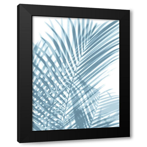 Palm Shadows Aqua I Black Modern Wood Framed Art Print by Miller, Melonie