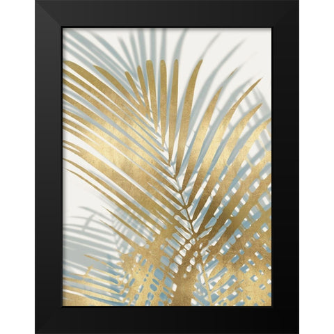 Palm Shadows Aqua on Gold I Black Modern Wood Framed Art Print by Miller, Melonie
