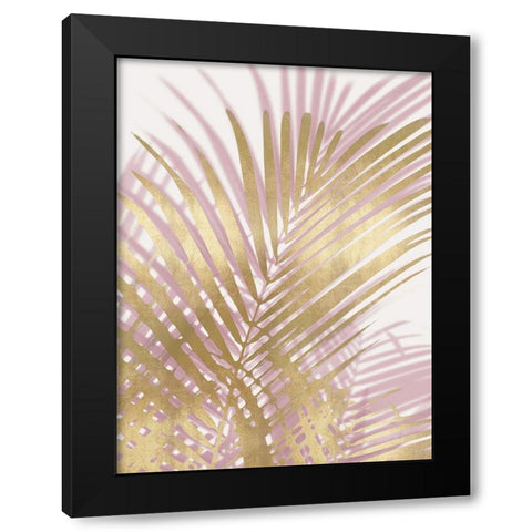 Palm Shadows Blush Gold I Black Modern Wood Framed Art Print by Miller, Melonie
