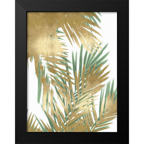 Palm Shadows Gold on Green II Black Modern Wood Framed Art Print by Miller, Melonie