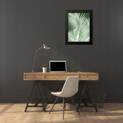 Palm Shadows Green I Black Modern Wood Framed Art Print by Miller, Melonie