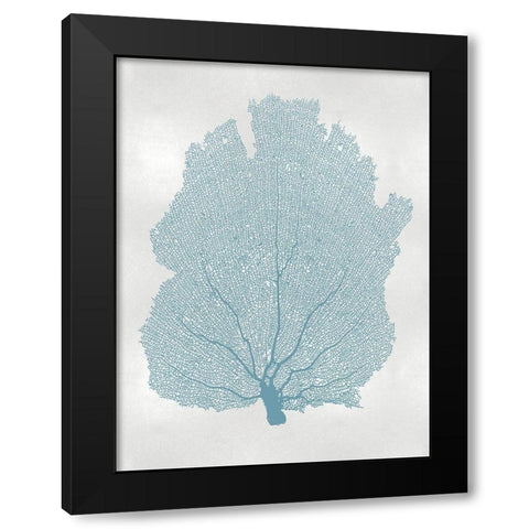 Sea Fan Aqua I Black Modern Wood Framed Art Print with Double Matting by Miller, Melonie