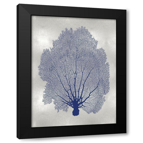 Sea Fan Indigo Blue II Black Modern Wood Framed Art Print with Double Matting by Miller, Melonie