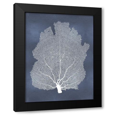 Sea Fan on Blue I Black Modern Wood Framed Art Print with Double Matting by Miller, Melonie