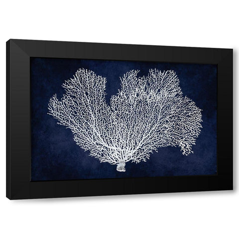 Sea Fan on Indigo Blue I Black Modern Wood Framed Art Print by Miller, Melonie