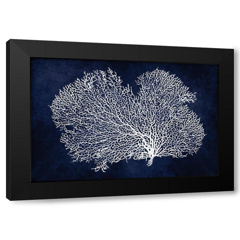 Sea Fan on Indigo Blue II Black Modern Wood Framed Art Print by Miller, Melonie