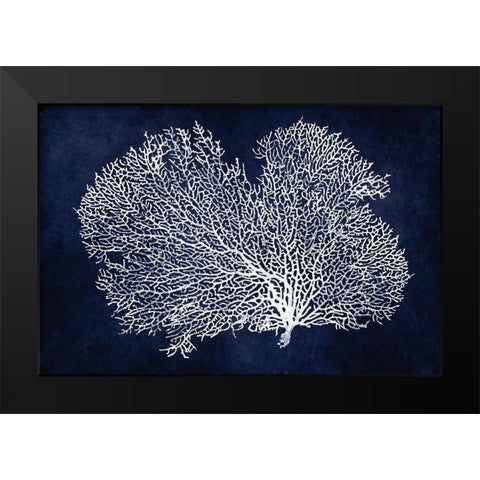 Sea Fan on Indigo Blue II Black Modern Wood Framed Art Print by Miller, Melonie