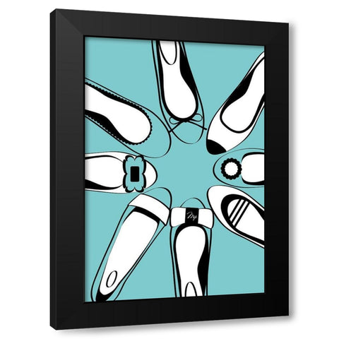 Blue Ballerinas Black Modern Wood Framed Art Print with Double Matting by Pavlova, Martina