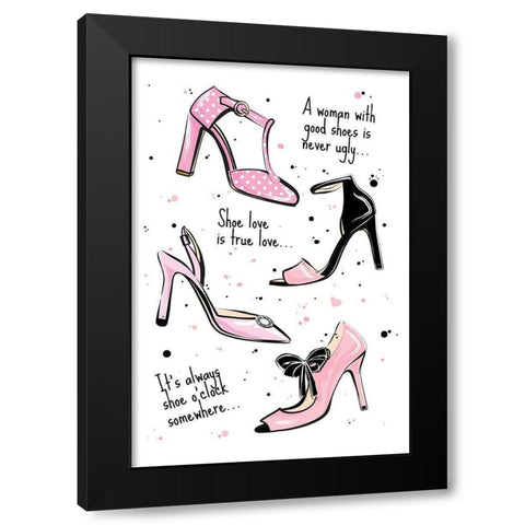 Shoe Quotes Black Modern Wood Framed Art Print with Double Matting by Pavlova, Martina