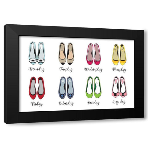 Shoe Week Black Modern Wood Framed Art Print with Double Matting by Pavlova, Martina