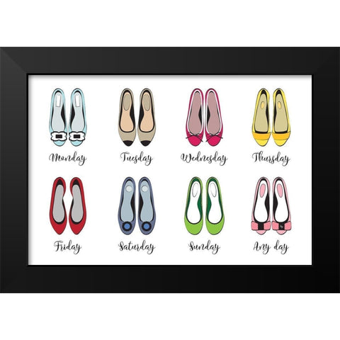 Shoe Week Black Modern Wood Framed Art Print by Pavlova, Martina