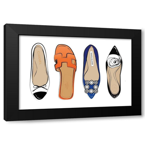 Designer Shoes Black Modern Wood Framed Art Print by Pavlova, Martina