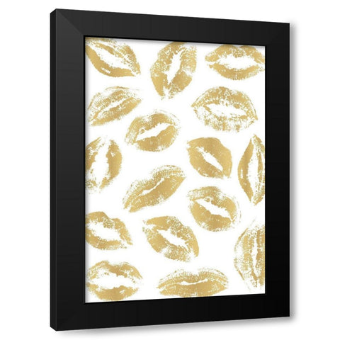 Golden Kisses Black Modern Wood Framed Art Print with Double Matting by Pavlova, Martina