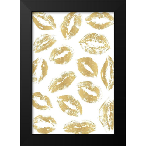 Golden Kisses Black Modern Wood Framed Art Print by Pavlova, Martina