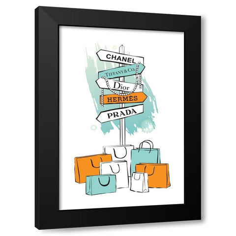Shopping Sign Black Modern Wood Framed Art Print with Double Matting by Pavlova, Martina