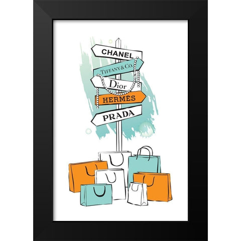 Shopping Sign Black Modern Wood Framed Art Print by Pavlova, Martina