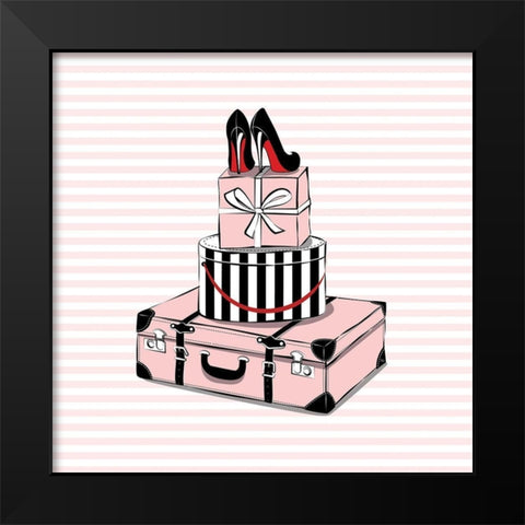 Stylish Travels Black Modern Wood Framed Art Print by Pavlova, Martina