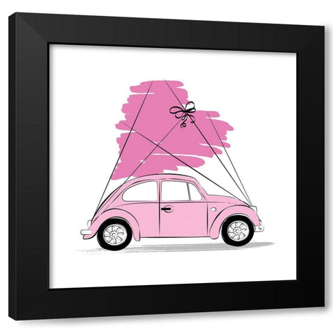 Love Car Black Modern Wood Framed Art Print with Double Matting by Pavlova, Martina