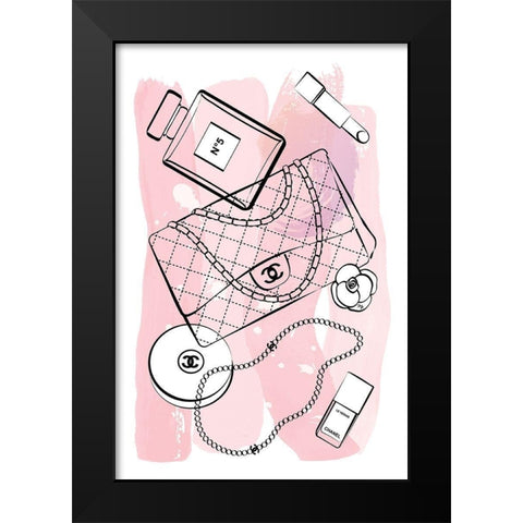 Pink Black Modern Wood Framed Art Print by Pavlova, Martina
