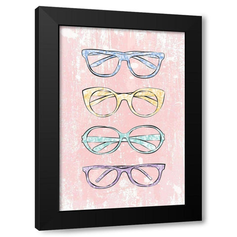 Pink Glasses Black Modern Wood Framed Art Print with Double Matting by Pavlova, Martina