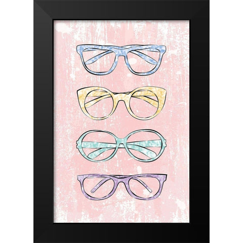 Pink Glasses Black Modern Wood Framed Art Print by Pavlova, Martina