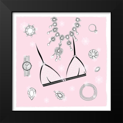 Pink Bra Black Modern Wood Framed Art Print by Pavlova, Martina