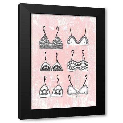 Pink Lingerie Black Modern Wood Framed Art Print with Double Matting by Pavlova, Martina