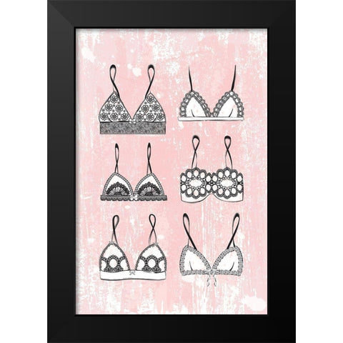 Pink Lingerie Black Modern Wood Framed Art Print by Pavlova, Martina