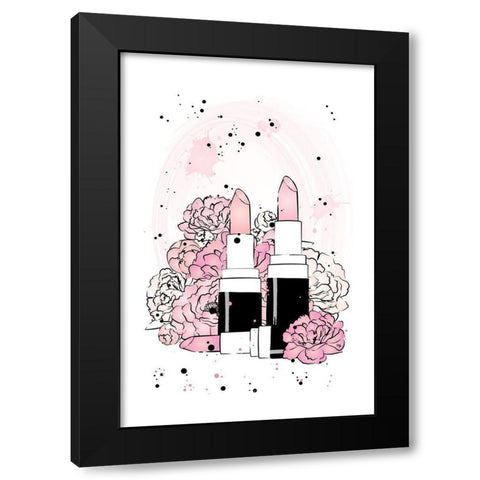 Peony Lipsticks Black Modern Wood Framed Art Print with Double Matting by Pavlova, Martina