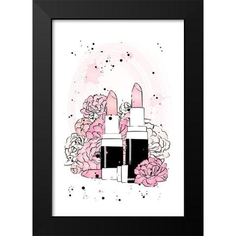 Peony Lipsticks Black Modern Wood Framed Art Print by Pavlova, Martina