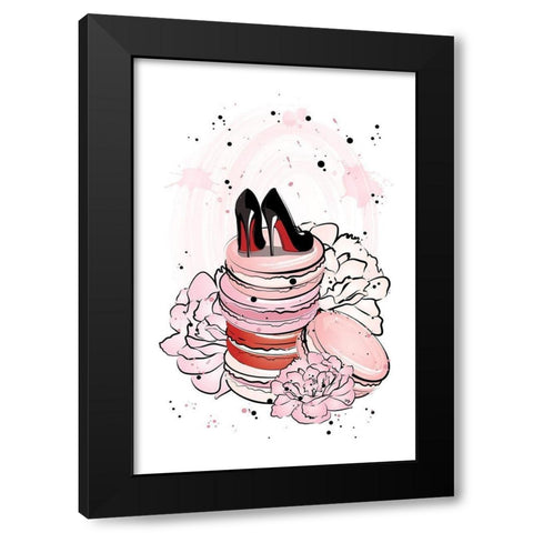 Peony Macarons Black Modern Wood Framed Art Print with Double Matting by Pavlova, Martina