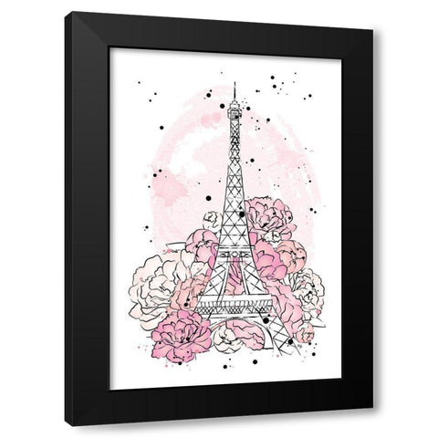 Peony Paris Black Modern Wood Framed Art Print with Double Matting by Pavlova, Martina