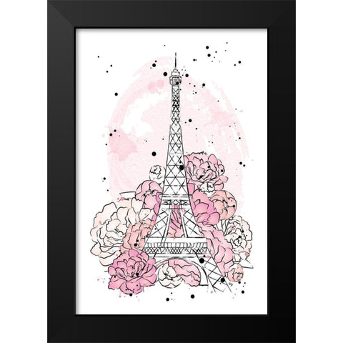 Peony Paris Black Modern Wood Framed Art Print by Pavlova, Martina