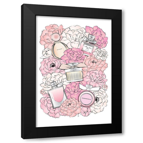 Peony Perfumes Black Modern Wood Framed Art Print by Pavlova, Martina
