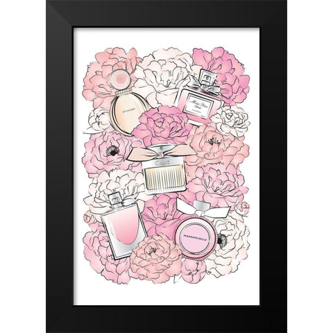 Peony Perfumes Black Modern Wood Framed Art Print by Pavlova, Martina