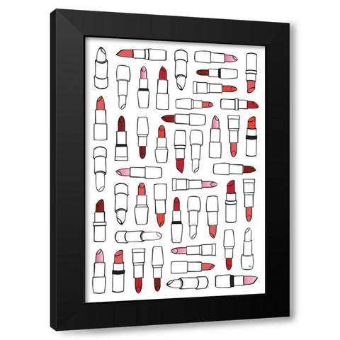 Simply Lipstick Black Modern Wood Framed Art Print by Pavlova, Martina