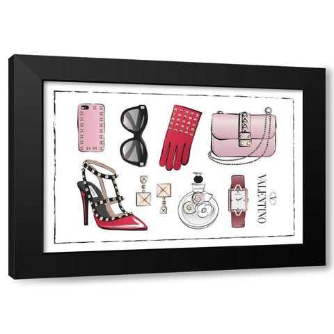 Accessories I Black Modern Wood Framed Art Print by Pavlova, Martina