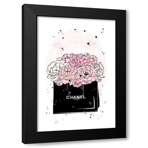 Black Bag Peonies I Black Modern Wood Framed Art Print with Double Matting by Pavlova, Martina