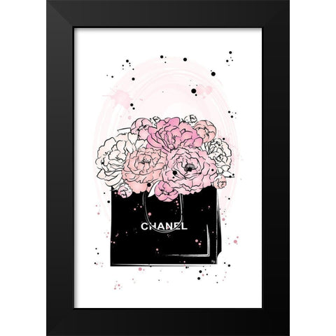 Black Bag Peonies I Black Modern Wood Framed Art Print by Pavlova, Martina